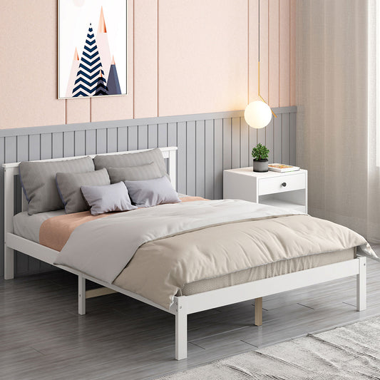 Arianne Wooden Bed Frame Base Full Size Timber White - Double