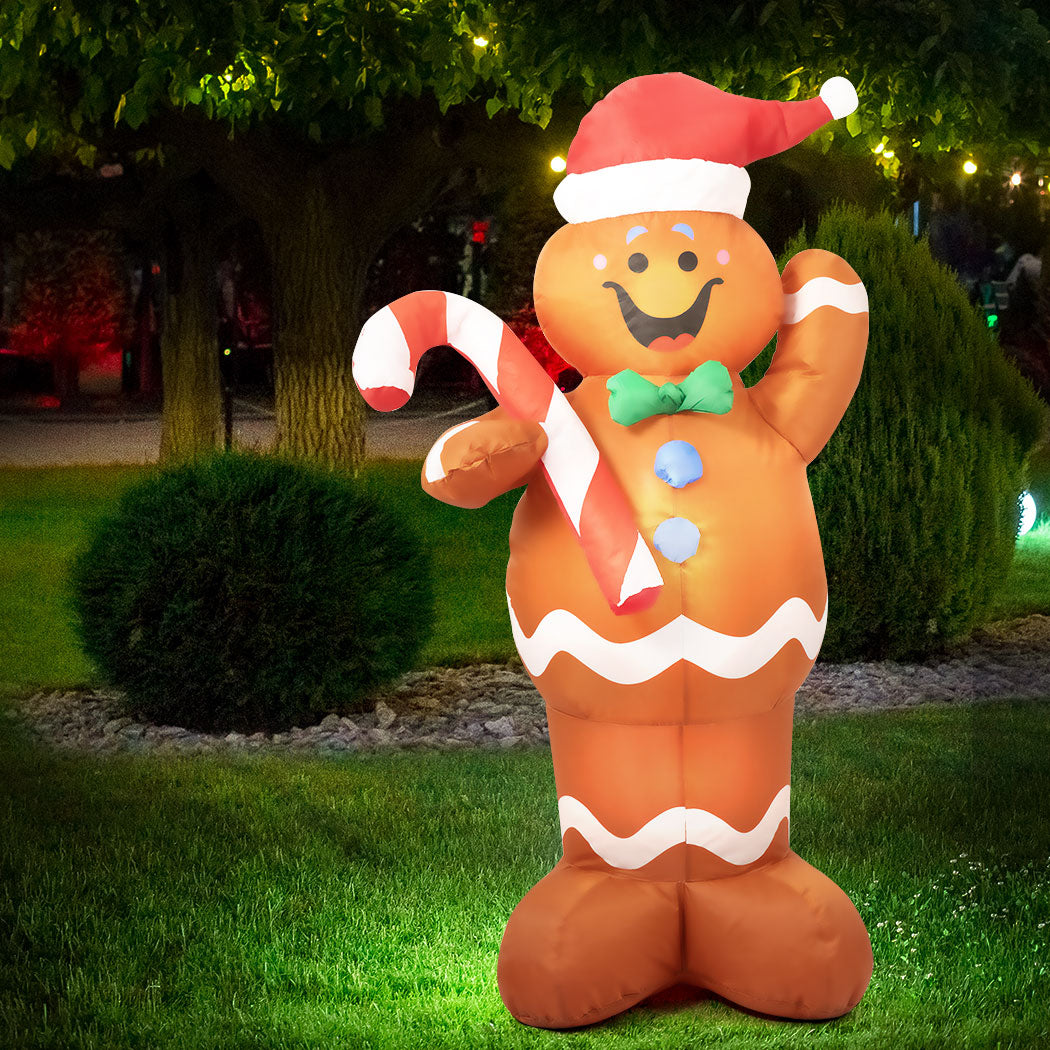 Gingerbread Man 1.5M Christmas Inflatable Gingerbread Man Xmas Decor LED Lights Outdoor