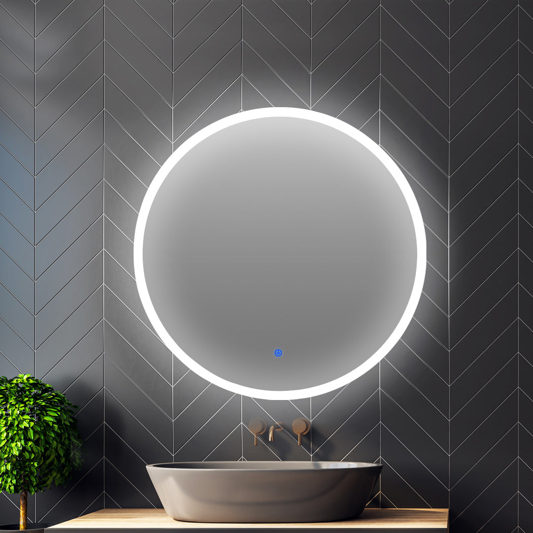 LED Wall Mirror Round Anti-fog Bathroom Mirrors Makeup Light Decor 70cm