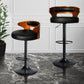 85cm Leipzig Bar Stools Kitchen Gas Lift Wooden Beech Stool Chair Swivel Barstools - Black