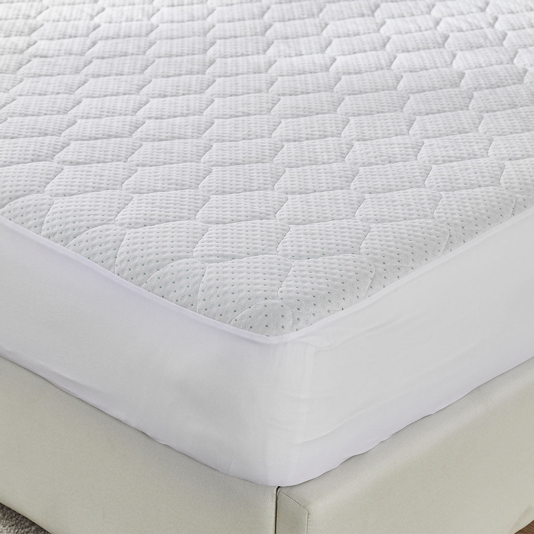 KING SINGLE Mattress Protector Bamboo - White