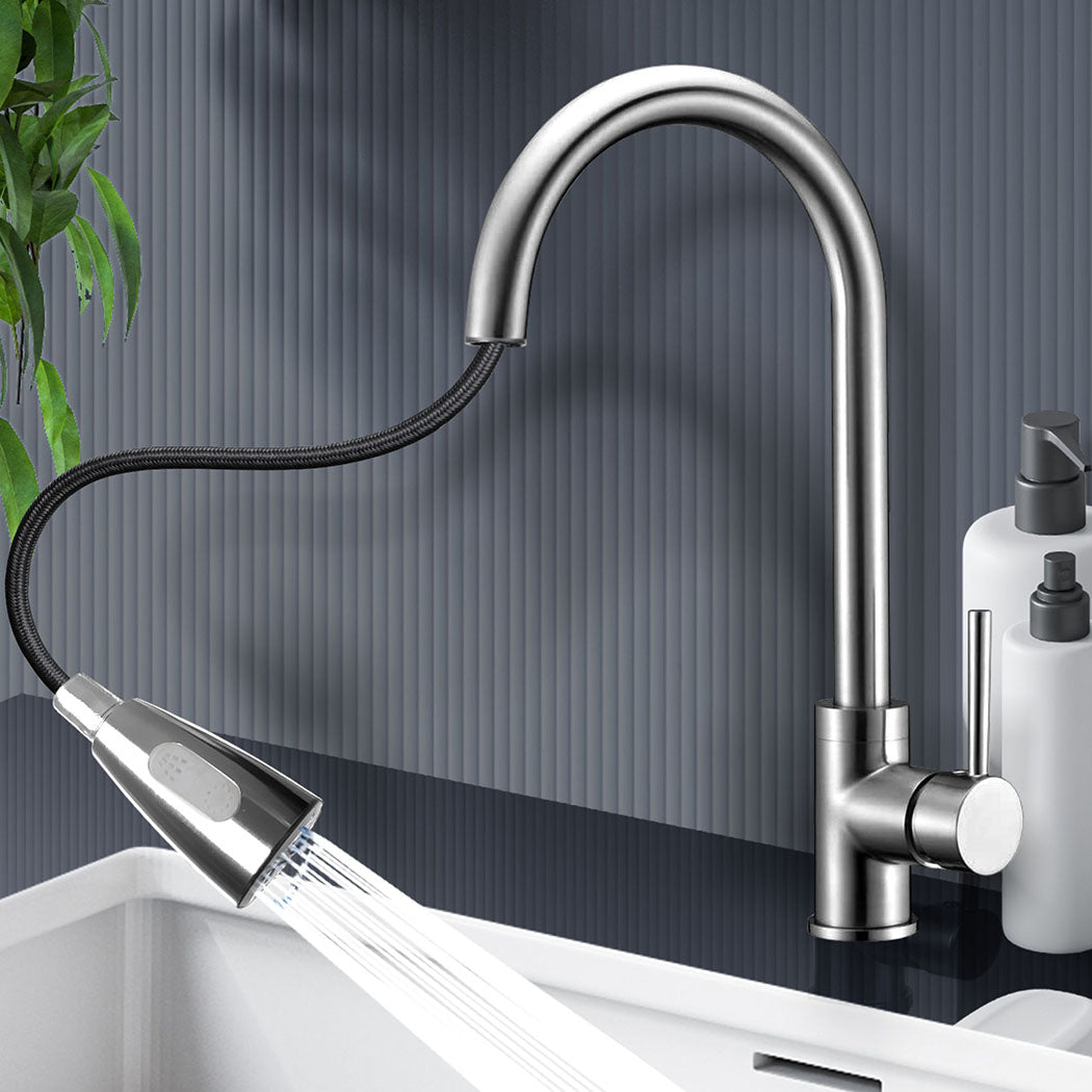 Kitchen Faucet Extender Tap Pull Out Brass Mixer Taps Sink Vanity Swivel Wels Silver