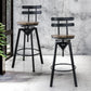 110cm Helsinki Industrial Adjustable Swivel Bar Stools with Back Wood Counter Chairs - Brown