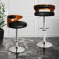 85cm Leipzig Kitchen Bar Stools Gas Lift Wooden Beech Stool Metal Barstools - Black & Silver