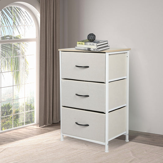 Levede Chest of 3 Drawers Bedside Table Beige