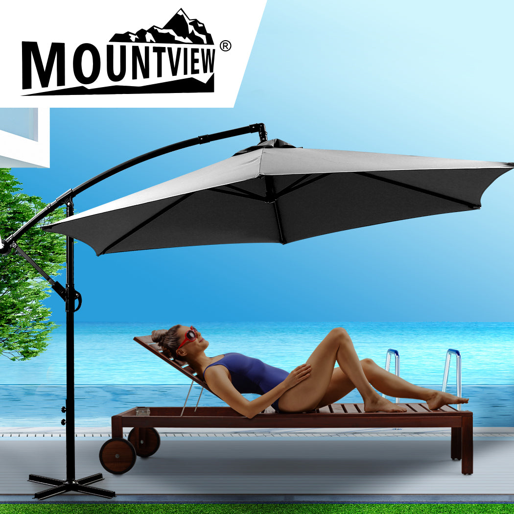 Mountview 3M Outdoor Umbrella Cantilever Grey Without Base