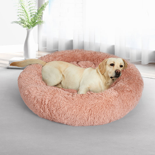 Molossus Dog Beds Pet Calming Donut Nest Deep Sleeping Bed - Pink XXXLARGE