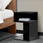 Dawson Wooden High Gloss Bedside Tables Wood Nightstand Storage Cabinet Bedroom - Black