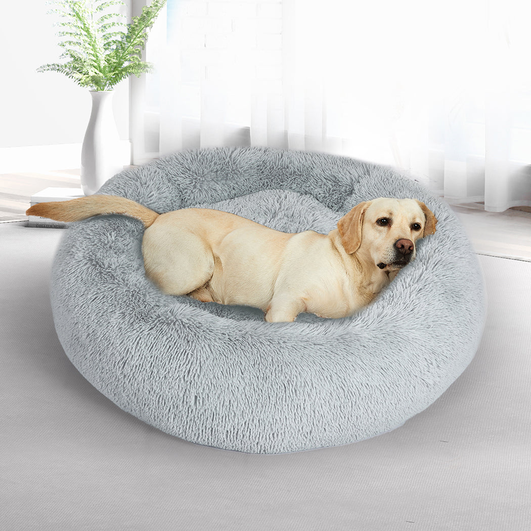 Molossus Dog Beds Pet Calming Donut Nest Deep Sleeping Bed - Grey XLARGE