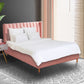 Bella Bed Frame Velvet Base Bedhead Headboard Wooden Platform - Pink Queen