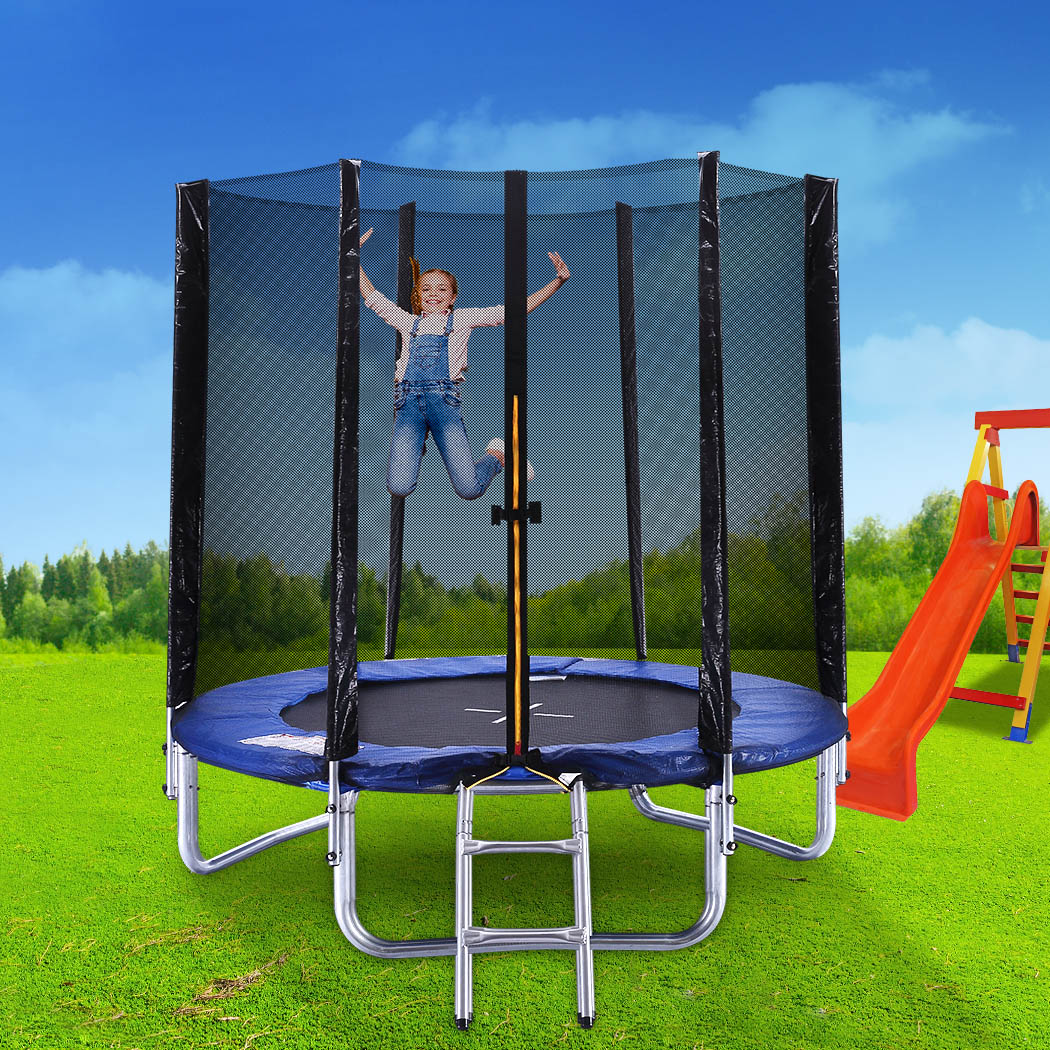 Carleen 8FT Kids Trampoline Round Enclosure - Blue