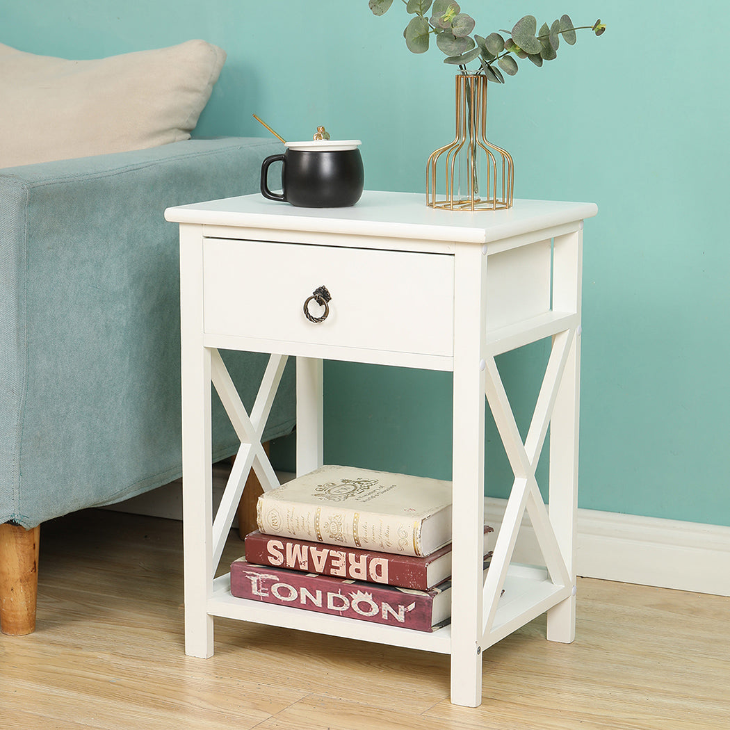 Caraquet Wooden Bedside Tables - White
