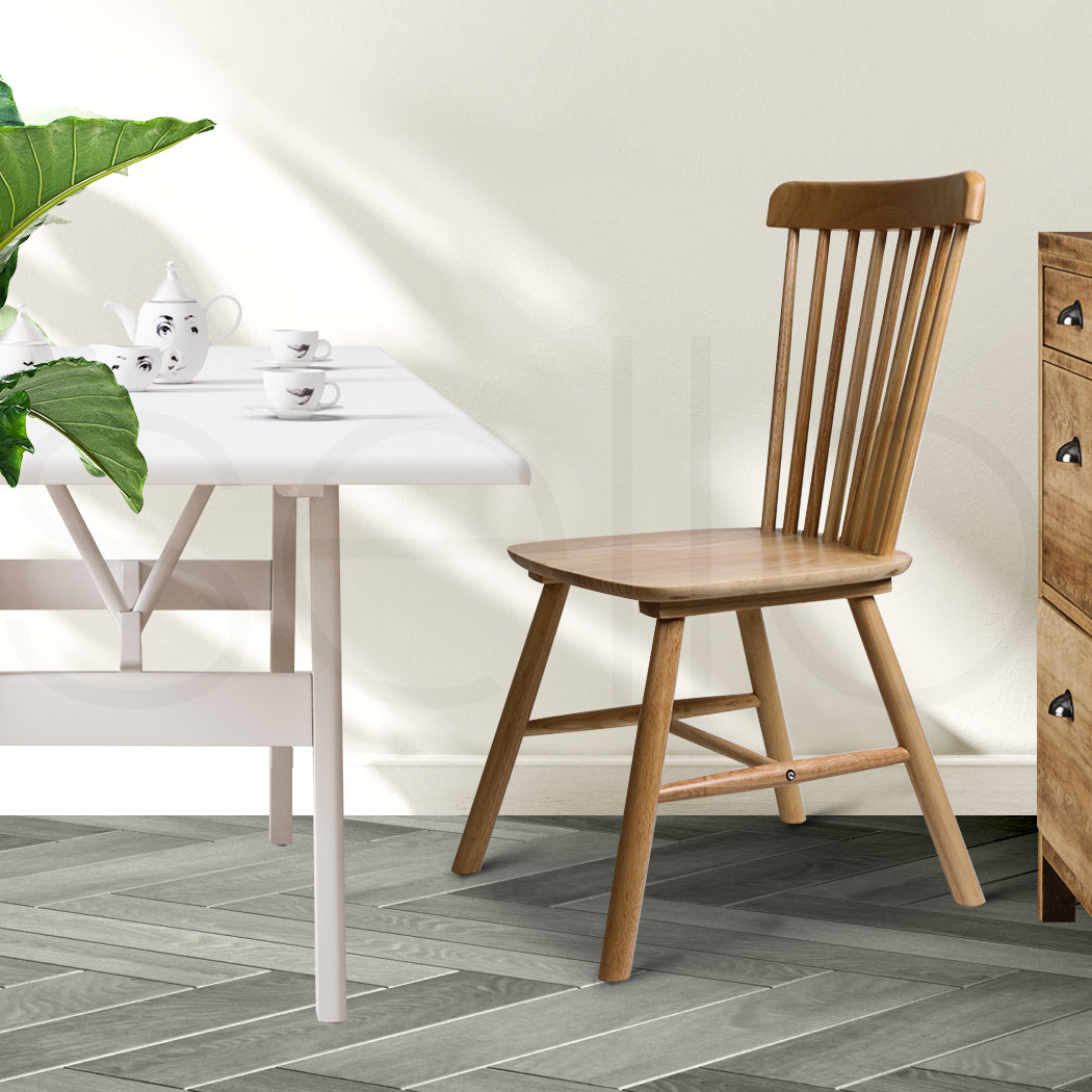 Olivia Set of 2 Dining Chairs Side Replica Kitchen Wood Furniture - Oak