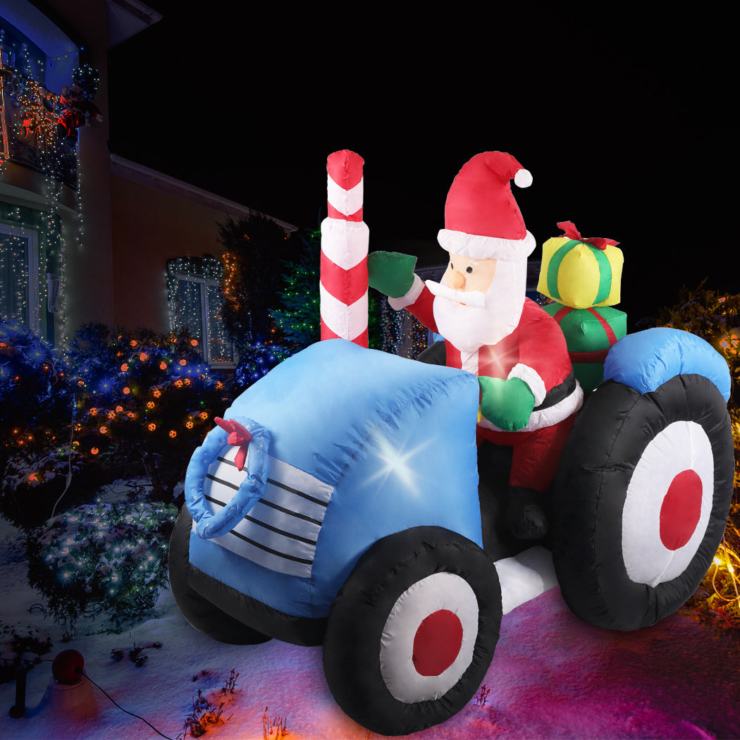 Santa Tractor Christmas Inflatable Xmas Decorations - 1.4M