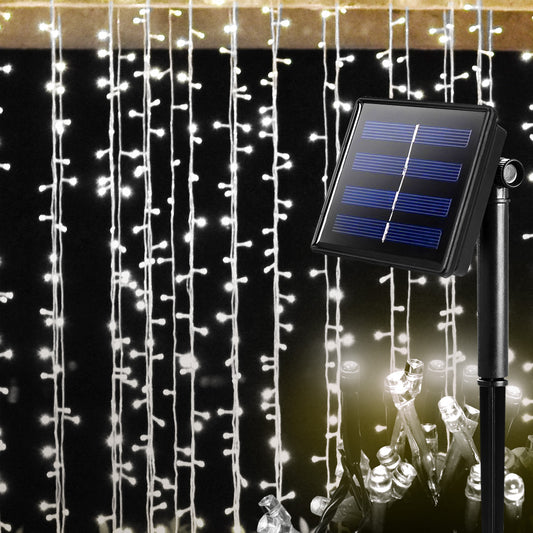 15M 100 LED Bulbs Solar Powered Fairy String Lights Xmas Outdoor Garden Party Controller - Cool White