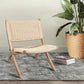 Foldable Single Deck Chair Solid Wood Kraft Rope Paper Woven Seat - Natural