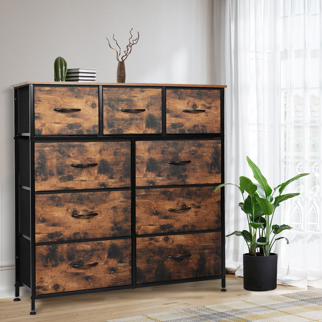 Levede Storage Cabinet Tower Chest Brown Fold