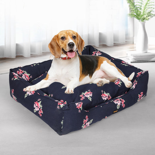 LARGE Dog Beds Calming Pet Washable Bedding - Navy