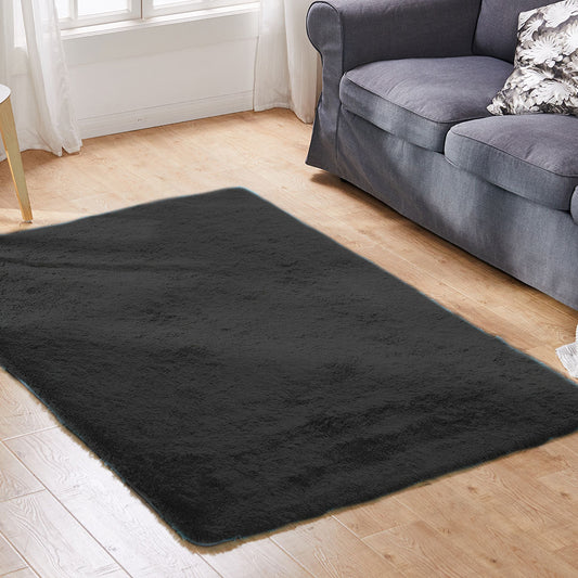 Cyrus 120x160 Designer Soft Shaggy Floor Confetti Rug Large - Black