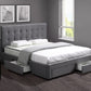 Thale Bed Frame Fabric Base With Storage Drawer Wooden - Dark Grey Queen