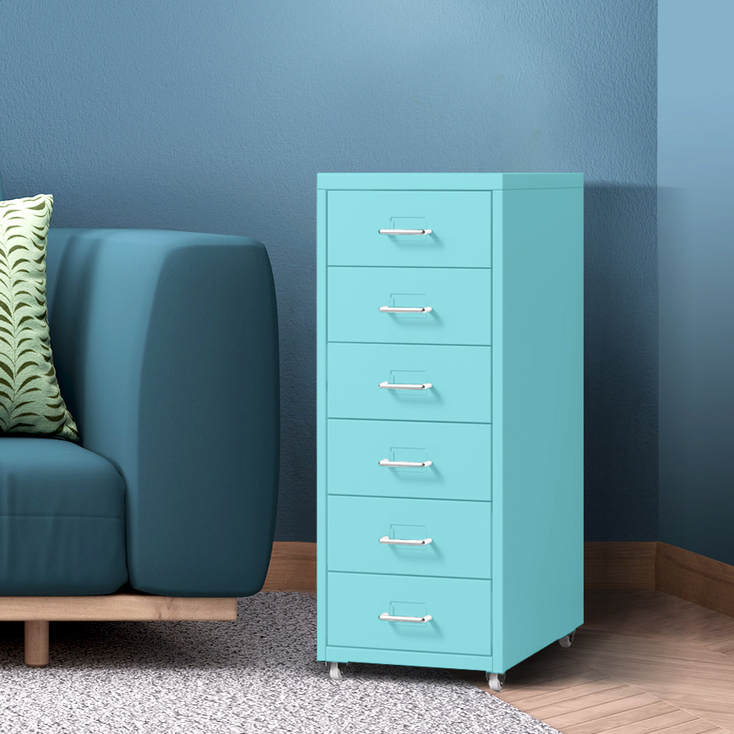 Levede 6 Drawer Office Cabinet Drawers Turquoise