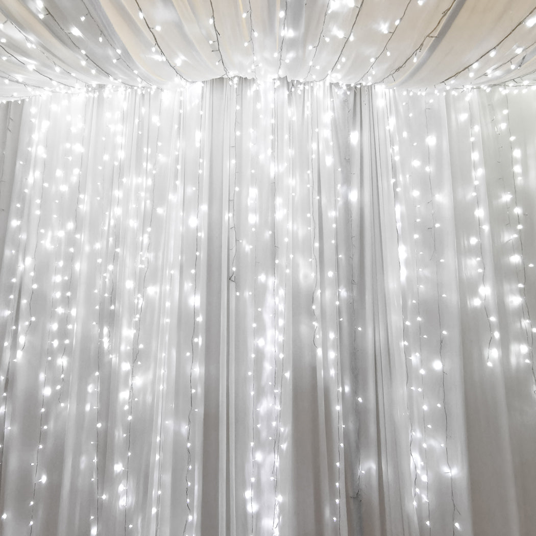 3M x 3M 300 LED Bulbs Curtain Fairy Lights Indoor Outdoor Xmas Garden Party Decor - Cool White