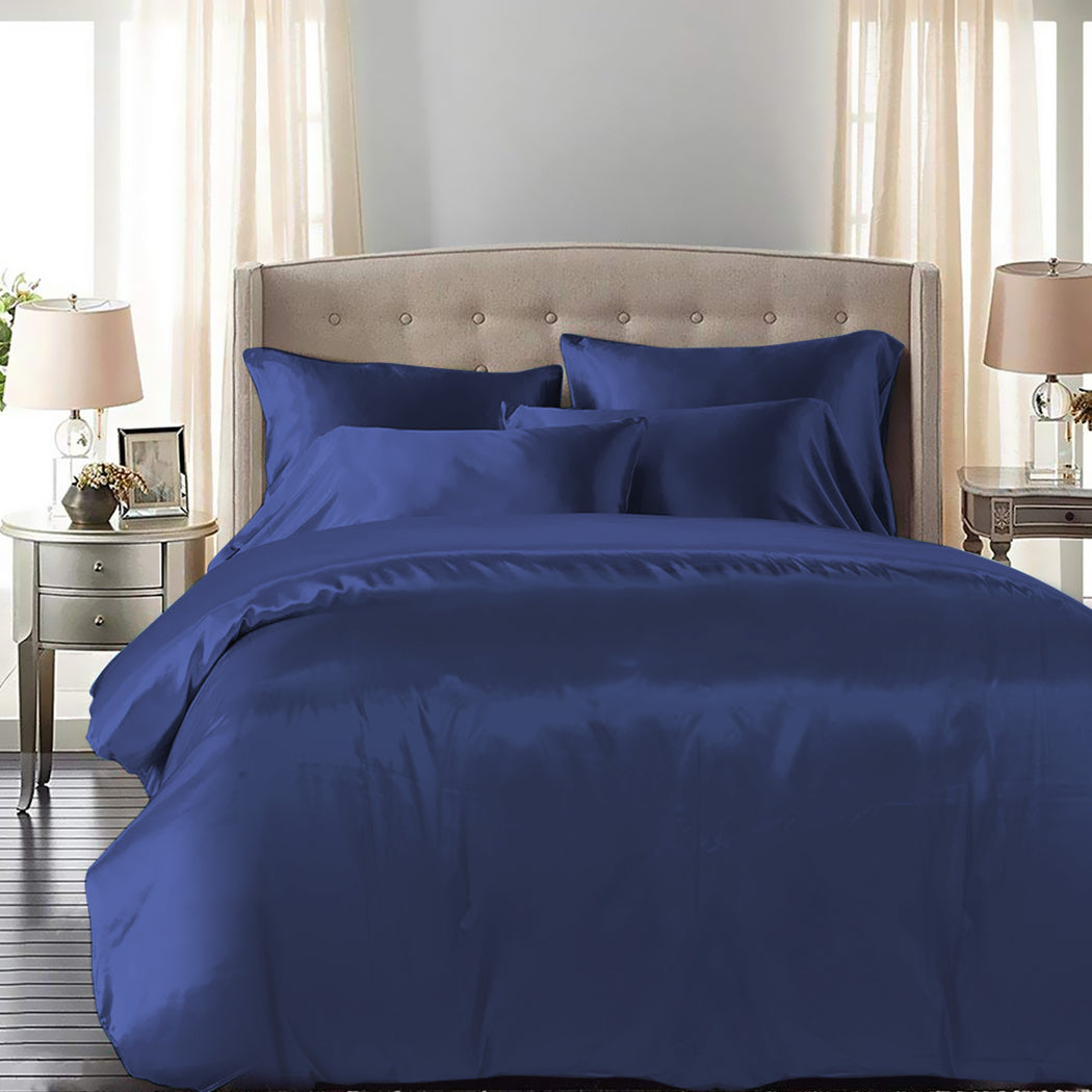 KING Quilt Cover Set Bedspread Pillowcases - Summer Blue