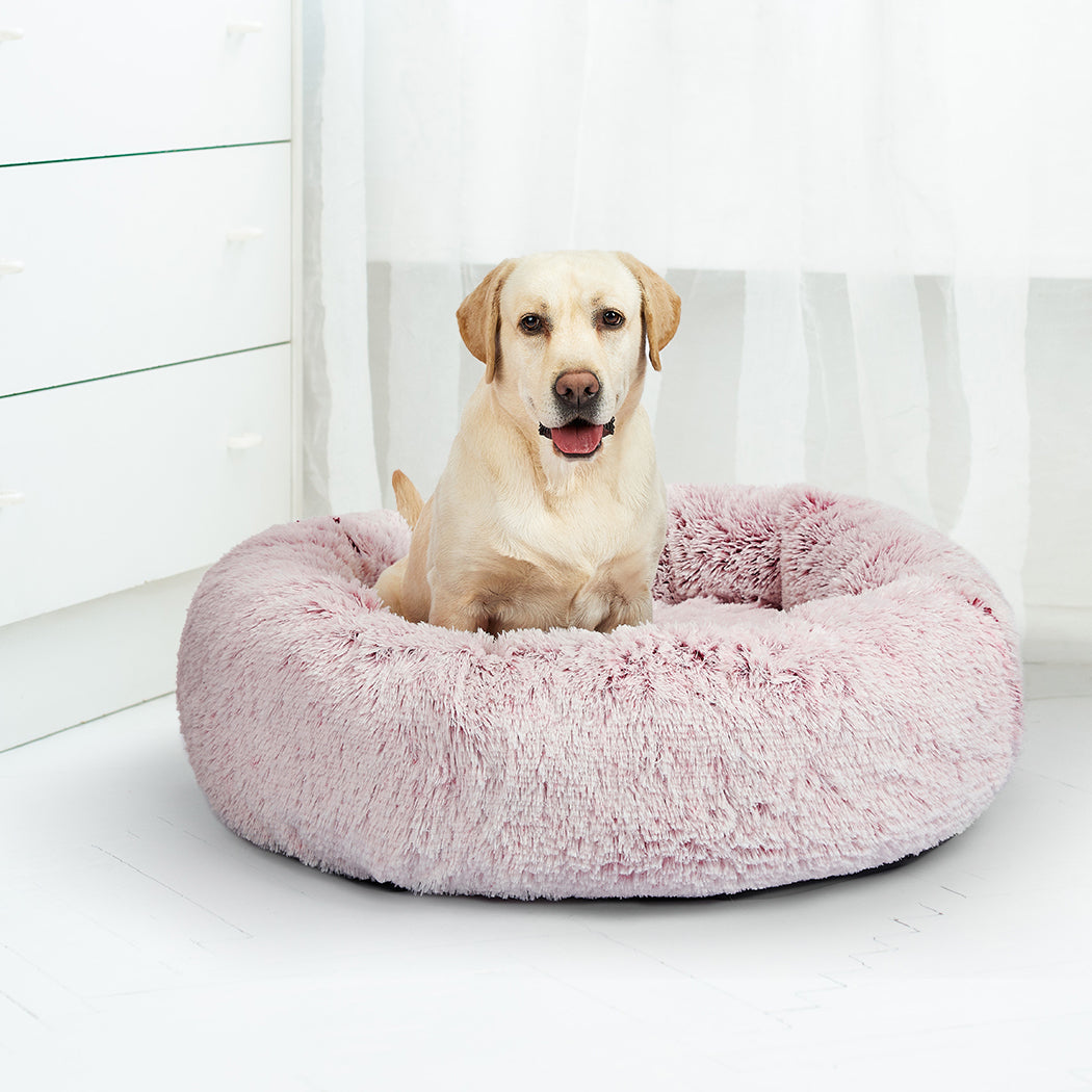 MEDIUM Dog Beds Pet Donut Nest Calming - Pink