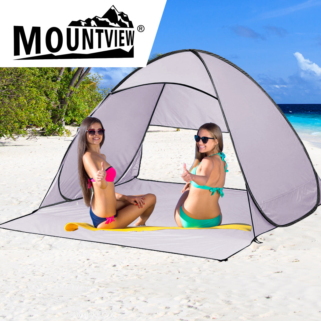 Pop Up Beach Tent Camping Portable Shelter Shade 2 Person Tents Fish Grey