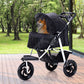 Pet Stroller Pram Dog Carrier Trailer Strollers 3 Wheels Foldable Large - Black Large