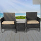 Rhyse 2-Seater Furniture Patio Garden Chair Table Rattan Wicker Cushion Seat 3-Piece Outdoor Setting - Black