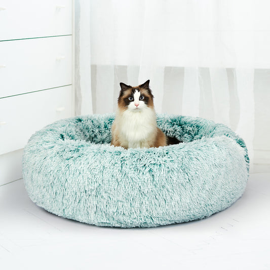 MEDIUM Cat Beds Pet Donut Nest Calming - Teal