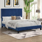 Cheyenne Bed Frame Base Platform Wooden Velvet with Headboard Blue - Double