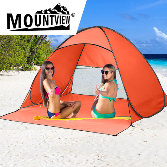 Pop Up Beach Tent Camping Portable Shelter Shade 2 Person Tents Fish Orange