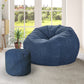 Bean Bag Chair Cover Home Game Seat Lazy Sofa Cover Large With Foot Stool