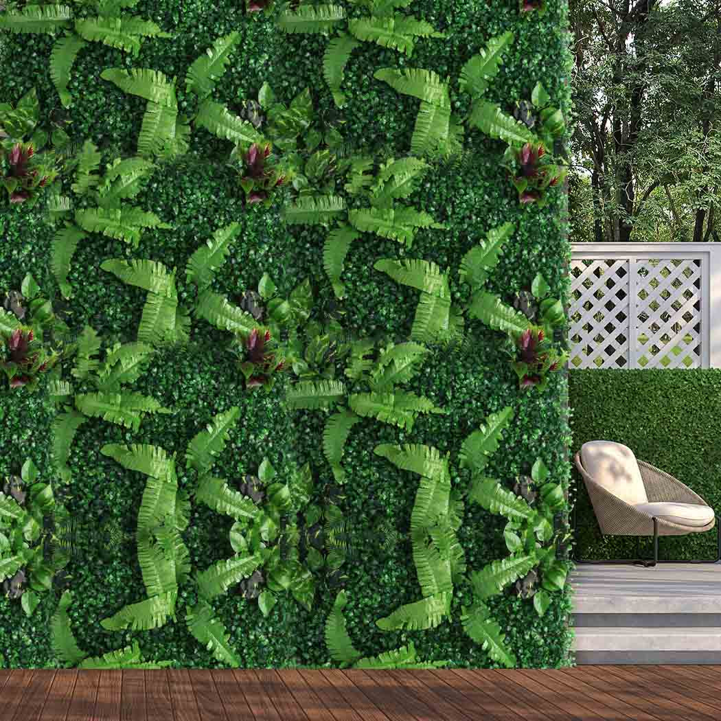 Set of 2 Artificial Hedge Grass Plant Hedge Fake Vertical Garden Green Wall Ivy Mat Fence