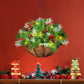 Christmas Hanging Basket Ornaments LED Lights Home Garden Porch Decor