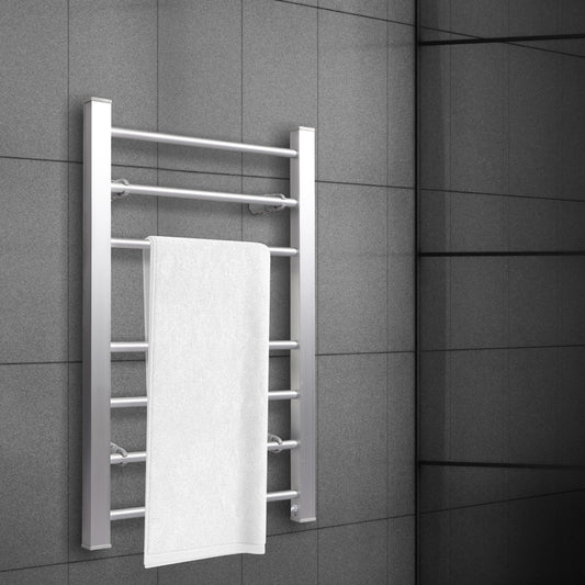 Heated Towel Rail Warmer Rack Wall Mounted - Silver