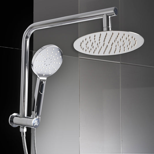 Shower Head High Pressure Set Rain Round - Silver