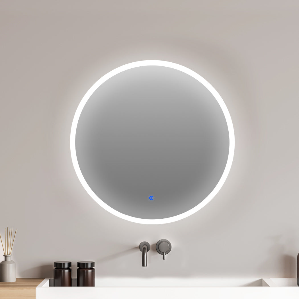 LED Wall Mirror Round Anti-fog Bathroom Mirrors Makeup Light Decor 70cm