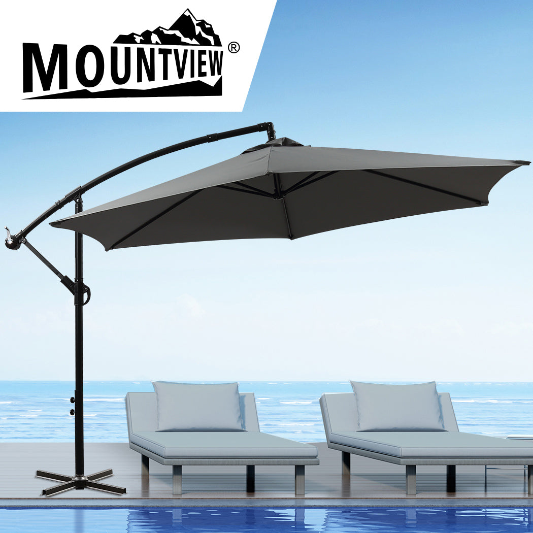 Mountview 3M Outdoor Umbrella Cantilever Grey Without Base