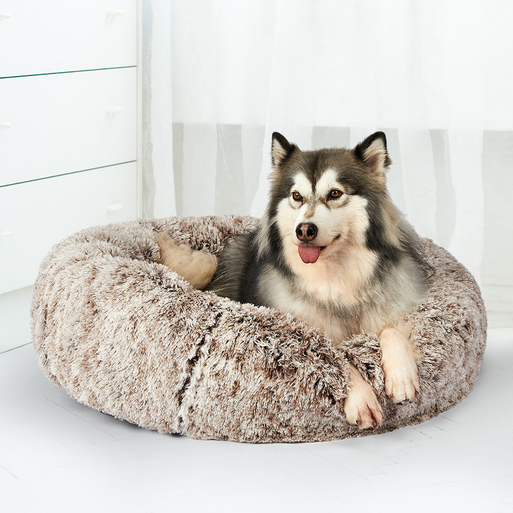 MEDIUM Dog Beds Pet Donut Nest Calming - Brown