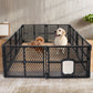 Pet Playpen Foldable Protable Dog Play Pens Plastic Garden Outdoor 8-Panels - Black Large