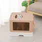 Foldable Cat Litter Box Tray Enclosed Kitty Toilet Hood Hair Grooming Pink - Pink