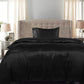 SINGLE 2-Piece Quilt Cover Set Bedspread & Pillowcase - Black