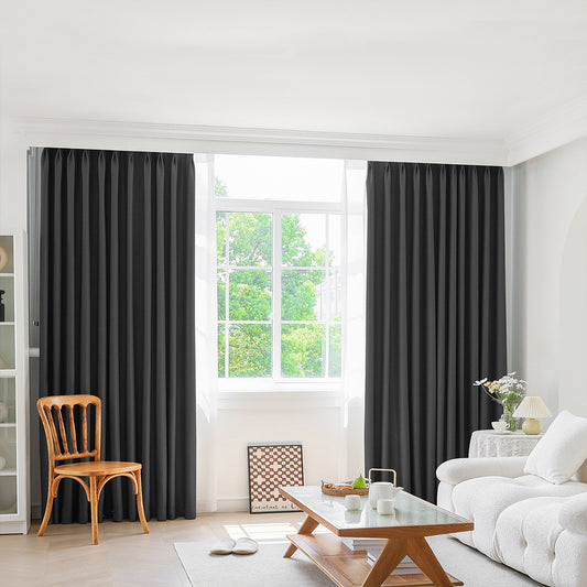 Set of 2 180x250 Blockout Curtains Chenille - Dark Grey