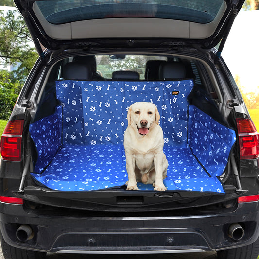 Pet Boot Car Seat Cover Hammock Nonslip Dog Puppy Cat Waterproof Rear Blue - Blue