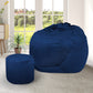 Bean Bag Chair Cover Home Game Seat Lazy Sofa Cover Large With Foot Stool - Blue