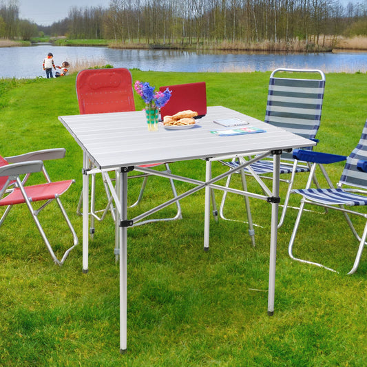 Roll Up Camping Table  Folding Portable Aluminium Outdoor BBQ Desk Picnic Tables