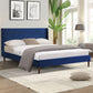 Erin Velvet Headboard Wooden Bed Frame - Blue Double